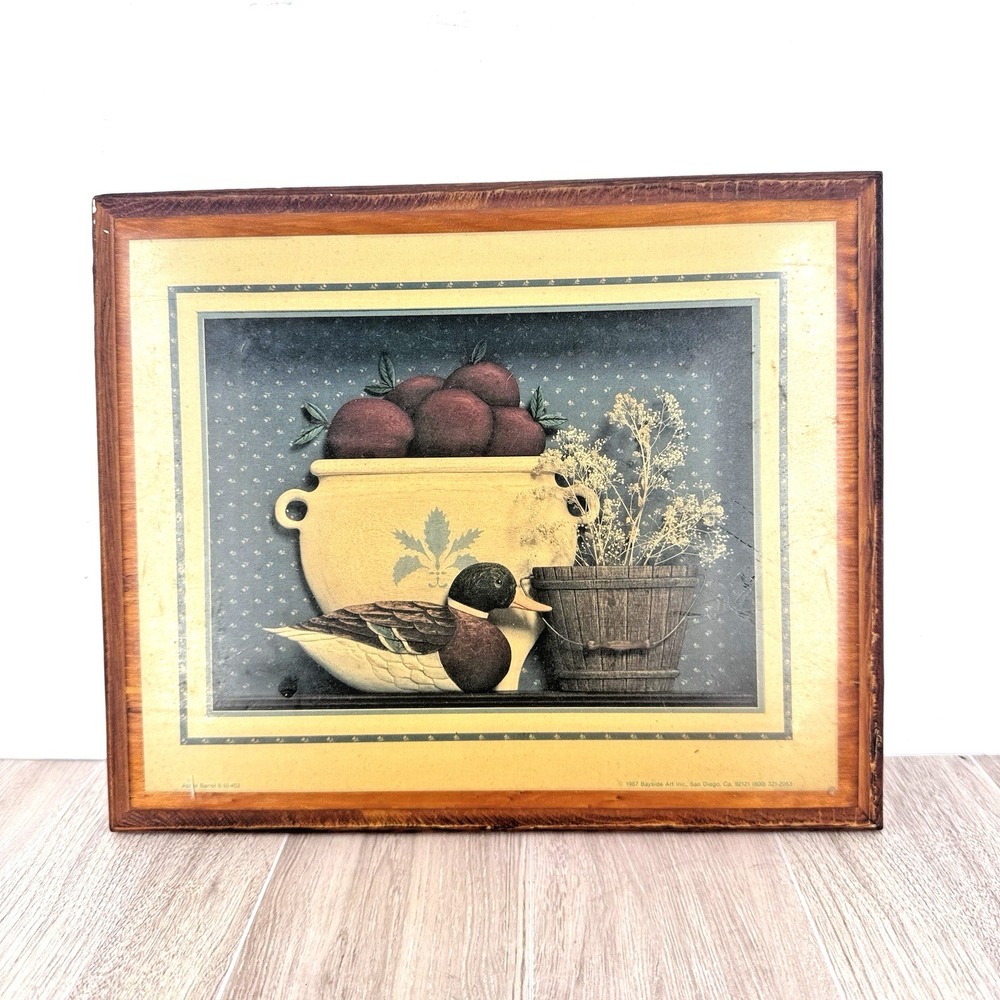 Vintage Rustic Country Kitchen Wall Art Framed Print Duck Fruit Still Life